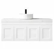 HAMPTON MATTE WHITE 1200MM WALL HUNG BATHROOM VANITY CABINET STONE/CERAMIC TOP