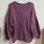 MERCCI22尖領毛毛粉紫毛衣