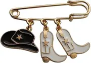 [Generic] Cute Cowboy Hat and Boot Charm Pendant Brooch, Cowboy Brooch, Enamel Pendant Charm Pin, Classic Jewelry Accessories for Man Woman