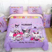 v773 Bed Sheets Kawaii Single Double Soft and Comfortable Duvet Cover Pillowcase Bedding Set Cute Beauty Cartoon Animation Home 3-Piece Bedding Set