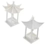 2 Pcs Building Material Model Sand Table Materials Mini Octagonal Pavilion