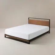 Queen Bed Frame Metal and Wood Industrial Design - Zinus Suzanne Ironline