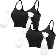 [Dress Cici] Hands Free Pumping Bra for Large Breast, 3 in 1 Front Clip Maternity Nursing Bra, 2 Pack
