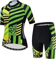 [JPOJPO] Women's Cycling Jersey Short Sleeve Gel Padded Shorts Set MTB Sportswear Ladies Biking Bicycle Clothing