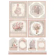 6 Pack Stamperia Rice Paper Sheet A4-Cards, You And Me DFSA4694