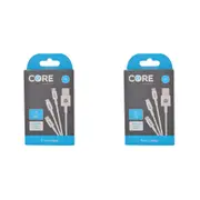 2PK Core 3in1 Micro USB-C to 8-Pin Cable Charging Cord 1m For iPhone/Samsung WHT