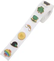 Angoily 1 Roll Patrick Day Shamrock Stickers Labels Self Adhesive Lucky Irish Decals for Envelope Sealing Present Wrapping Party Decorations Versatile Design Stickers Per Roll
