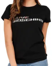 LOVE MOSCHINO⚡️Chrome techno 3D bubble letter logo T shirt size 4/Small