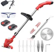 24V Cordless String Trimmer, Edger Lawn Mower Compact and Small, 2Pcs Battery 7500 Mah Include, with Comfortable Auxiliary Grip, for Grass Trimming/Edging, Lawn and Garden Care