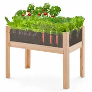Costway 75cmx46cmx61cm Wooden Raised Garden Bed Elevated Wood Planter Box Outdoor Planting Natural