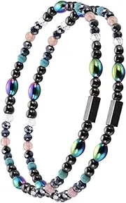 [SAFIGLE] Chic Anklet Jewelry 2 Pack Hematite Anklets Round Acrylic Beads for Daily Wear or Special Events