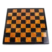 Black Marble Chess Table Top, With Chess Sets, Onyx Stone Board, Gifts Decors