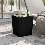 Outdoor Table Garden Patio Furniture with Removable Lid Black Polypropylene