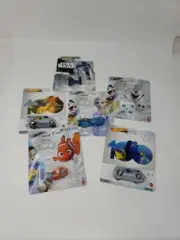 6 Disney 100 Hot Wheels Set Nemo, Simba, Dory, Olaf, Elsa, and Mario