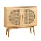 Rattan Sideboard Hallway Shelf Wood