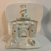 Partylite Sand Castle Tea Light Candle Holder White Bisque Porcelain P7306 NIB