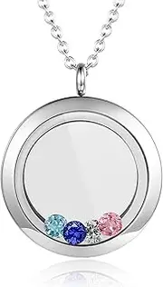 [EVERLEAD] Locket Necklace, DIY Floating Round Locket Pendant, Living Floating Memory Necklace for Women Friendship Necklace Memory Nostalgic