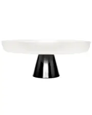 Alice Pazkus White Glass Cake Plate On Black Stem