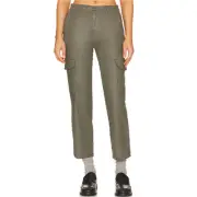 7 For All Mankind Logan Crop Cargo Pants In Sage Coated 27