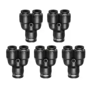 5pcs Push to Connect Fitting 3/8" Tube OD x 5/16" OD Push Lock Connector Black