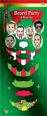 Christmas Santa Mustache Beards Tattoo Set 6pcs Holiday Party Fun Pack