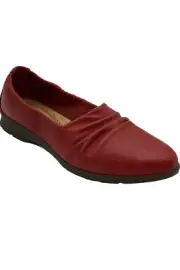 Clarks Collection Rouched Slip-Ons Jenette Ruby Red Leather