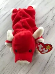TY Original Beanie baby ~Snort The Bull Retired 1995 Tag Errors (PVC Pellets)