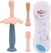 Kids Soft Bristle Toothbrush | Teeth Cleaning Silicone Toothbrush with Soft Bristle | 2 Replacing Brush Heads Attached Cute Toothbrush for Travelling, Camping
