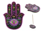 Hamsa Incense Stick Burner Holder Black Hand Shape Yoga Meditation Protection