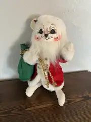 Annalee Dolls 2006 Christmas Mouse Santa Clause 10 Inch Green Sack & Jingle Bell