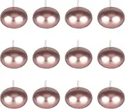 Mega Candles 12 pcs Unscented Rose Gold Floating Disc Candle, Hand Poured Paraffin Wax Candles 1.5 Inch Diameter, Home Décor, Wedding Receptions, Baby Showers, Birthdays, Celebrations & Party Favors