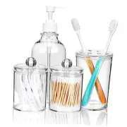 4-Piece Bathroom Soap Dispenser Set, Soap Dispenser, Toothbrush Holder, 2