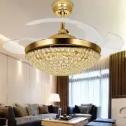Lighting Groups 42" Retractable Crystal Ceiling Fans with LED Light Remote Co...