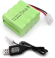 Gecoty 9.6V NiMH Battery, 2400mAh AA Battery Pack with Tamiya Plug and Charge Cable for RC Car, RC Battle Tank, RC Boat, 9.6V Rechargeable Battery