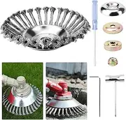 Professional Weed Brush Cutter 8 In, 25.4 mm Bore Weed Remover Device Trimmer Head, Brush Cutter with Weed Brush, Weed Brush Includes 7 Accessories