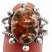 Natural Rosetta Picture Jasper 925 Sterling Silver Ring s.8 Jewelry R-1268