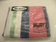 NOS VINTAGE LADY PEPPERELL Fitted Queen Sheet Bold Stripes Cotton Poly Blend