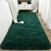 Fluffy Runner Rug for Bedroom Shaggy Area Rugs for 2x4 Feet Christmas Green