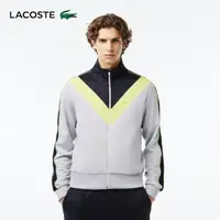 在飛比找momo購物網優惠-【LACOSTE】男裝-V型色塊拉鍊夾克(灰色)