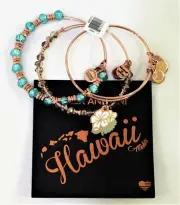 Alex and Ani Hawaii Bracelet ALOHA 3 Bangles Rose Gold Color Limited Edition