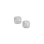 Sterling Silver Square Fancy Cubic Zirconia Earrings in Clear