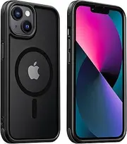 MobNano Magnetic Case for iPhone 13/14 6.1-Inch [Support MagSafe Wireless Charging] Shockproof Phone Bumper Cover - Black