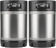 TMCRAFT New 2.5 Gallon Ball Lock Keg, Stainless Steel Beer Keg with Dual Rubber Handle for Home Brew- 2 Pack