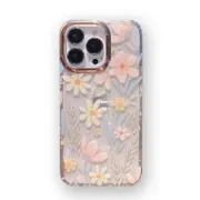 Shockproof Case Glitter Flower Floral Bling Cover - For Apple iPhone 13 Pro Max (Pink)