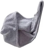 OFFIGAM Creative Hair Drying Cap Thick Coral Fleece Absorbent Towel Quick Dry Hair Wrap for Travel Home Use Lightweight and Portable Grey Color