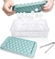 Ice Cube Tray with Lid and Bin - Round Ice Trays for Freezer with Lid - Ice