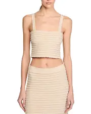 Sandro Rhinestone Trim Knit Crop Top