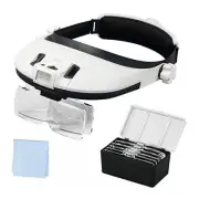 Large Lens Head Magnifier Headband Magnifying Glass with Light Hands Free 8