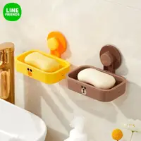 在飛比找momo購物網優惠-【LINE FRIENDS】熊大莎莉造型免打孔壁掛式肥皂盤肥