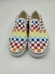 New Kids Vans Shoes Slip-On Checkerboard Canvas Rubber Comfortable Size 3
